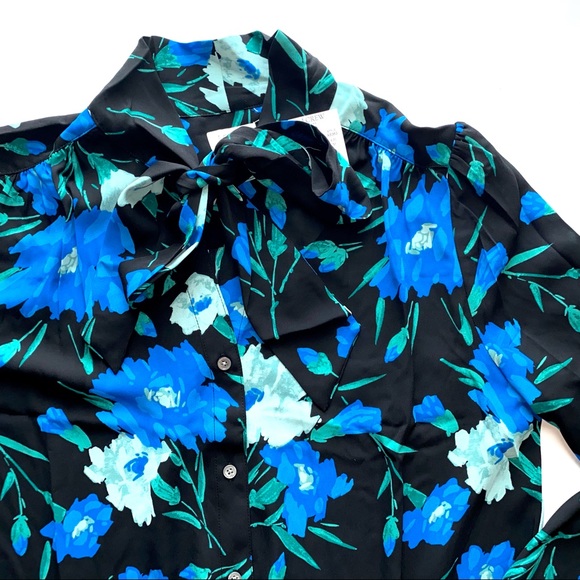 NWT J Crew Long Sleeve Floral Bow Top - Picture 7 of 15